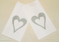 Wedding - Christening Cake Bags - Silver Large Heart x 100 Bulk Pack